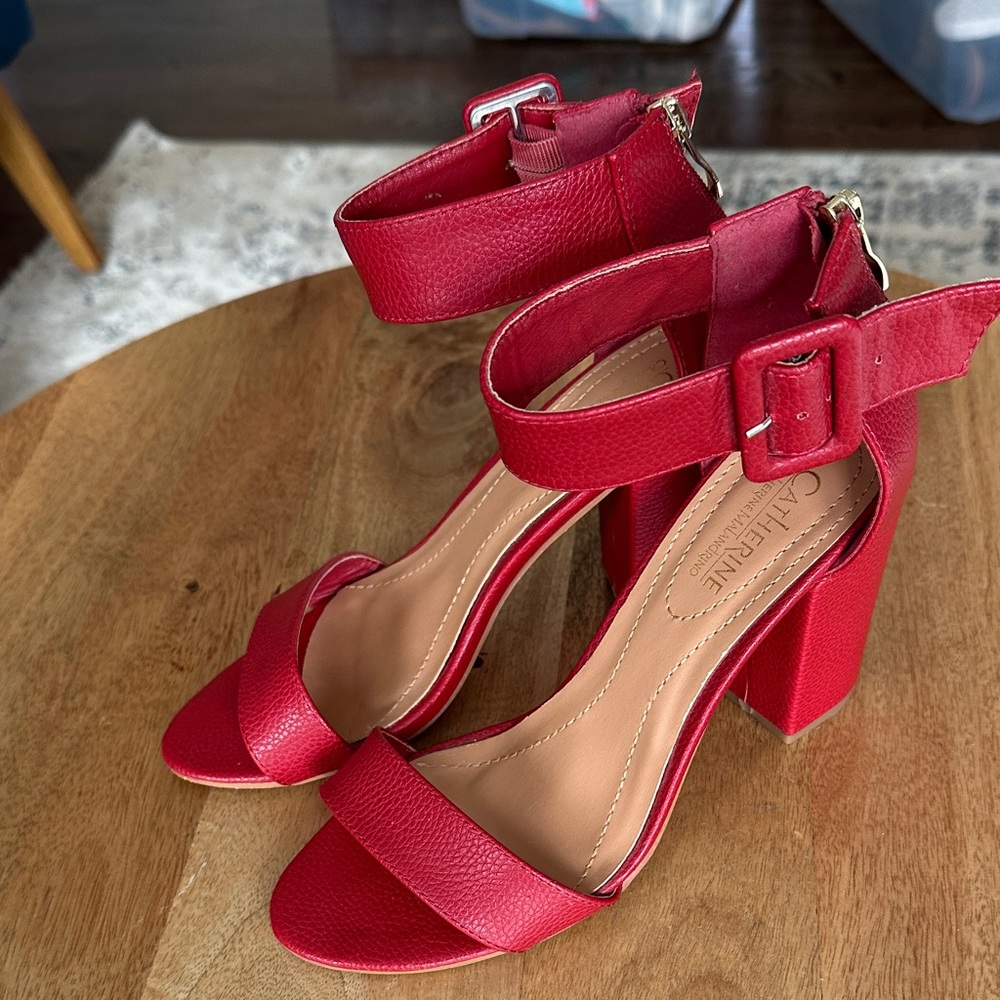 Catherine Malandrino Red Ankle Strap Heels